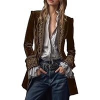 Duohropke Blazer Chaqueta de traje vintage de terciopelo para