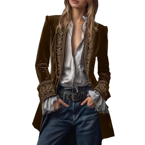 Duohropke Blazer Chaqueta de traje vintage de terciopelo para