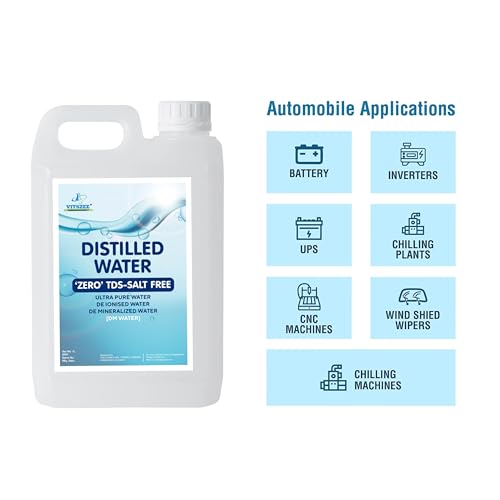 Image of VITSZEE Distilled Water 1L DM water, Pure Di-Ionised Distilled Water For multipurpose Uses Battery /Inverter, Autoclaving, Reagent Water,Lab And Scientific Products 1 Litre