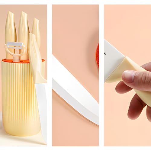Tomalithic Keramisch keukenmes, professionele keukenmessenset, 5-delig, praktisch, scherp en comfortabel, ergonomische handgreep, voor het snijden van vlees, groenten en fruit - Afbeelding 7