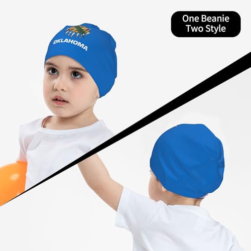 Flag of Oklahoma Children Hip Hop Knitted Hat Kids Elastic Leisure Knit Cap Warm Sleep Beanies Black4