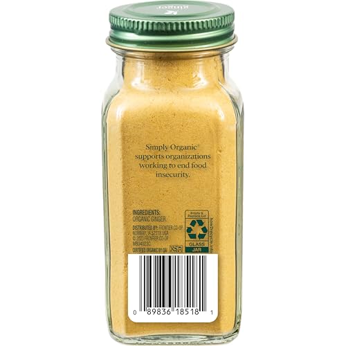 Simply Organic Ground Ginger Root, 1.64 Ounce, Non ETO, Non Irradiated, Non GMO, Complements Both Sweet & Savory Dishes