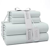 SUPREME ELEGANCE 600 Thread Count King Bed Sheets Soft Gray, Cotton Rich Sateen Weave Easy Care Bed Sheet, Ultra Soft & Silky Durable Deep Pocket Sheets (1 Flat Sheet, 1 Fitted Sheet & 2 Pillowcases)