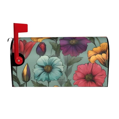 Copertura magnetica per cassetta postale impermeabile decorativa con stampa di fiori colorati