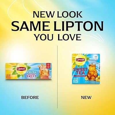 Lipton Family-Sized Black Iced Tea Bags, Southern Sweet Tea 22 ct (Pack of 6)