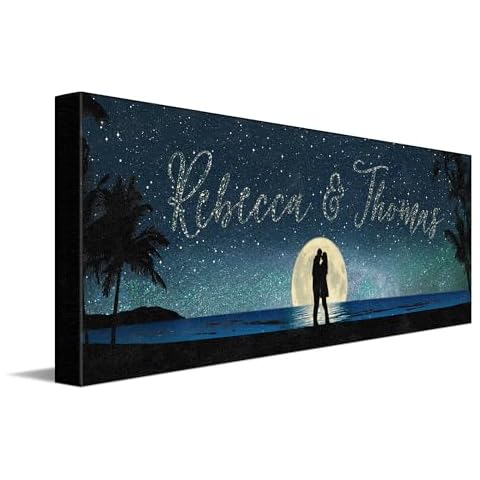 Personal Prints | Personalized Written in the Stars Custom Wall Art | Personalized with Names in the Sky | Unique Wedding, Anniversary, Valentine’s Day, or Romantic Gift (6"x18" Stretched Canvas - BEACH) Cover