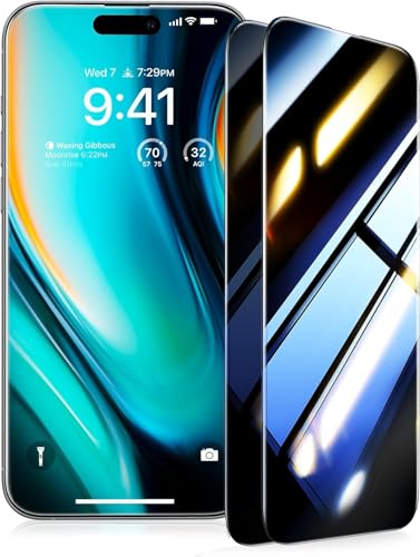 Image of UltraGlass Ultra TOP 9H+ Glass for iPhone 15 Privacy Screen Protector [Invisible Privacy Armor] Screen Protector 15 Tempered Full Coverage & Longest Durable 2 Packs