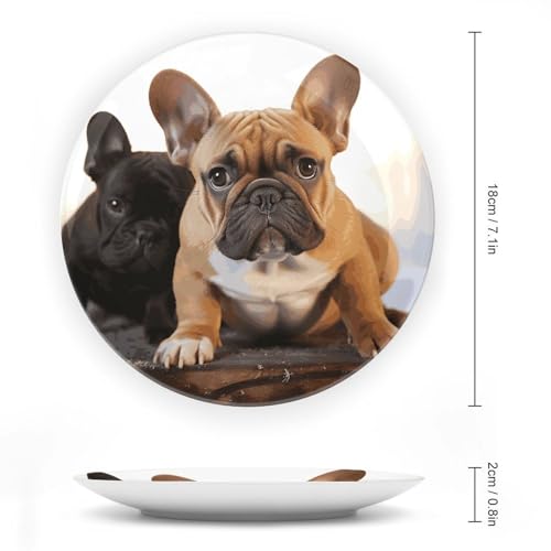 Plato decorativo Bulldog francés Bone China 7 pulg miniatura 2