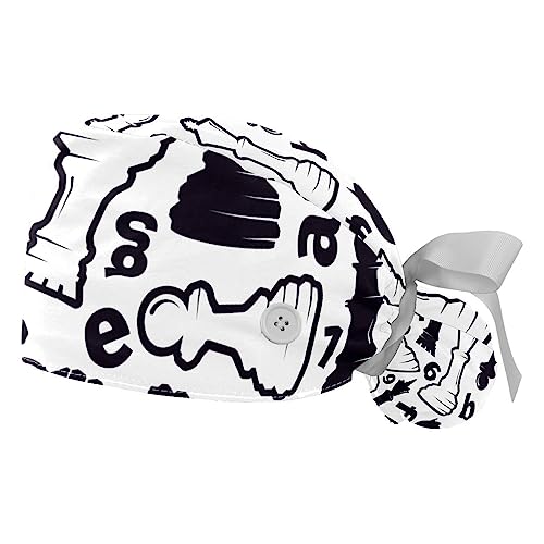 Cappy Bouffant VERED Motif Échecs - Chapeaux de Travail Homme et Femme Réglables
