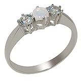 Luxus Geschenk Box Damen Ring Solide Sterling Silber 925 mit Opal und Aquamarin - Verfügbare Größen : 47 bis 68