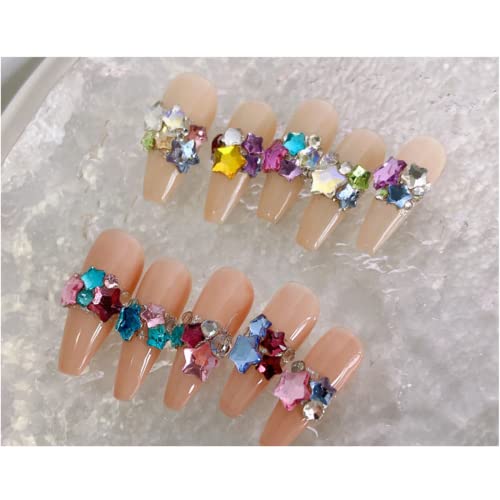 50Pcs Crystal Star Nail Charms, 3D Stars Nail Art Rhinestones Nail Gems Multicolor Star Charms Nail Jewels For Nail Art Diy Nail Accessories Nail Supplies For Women Girls (Large) #TOP3