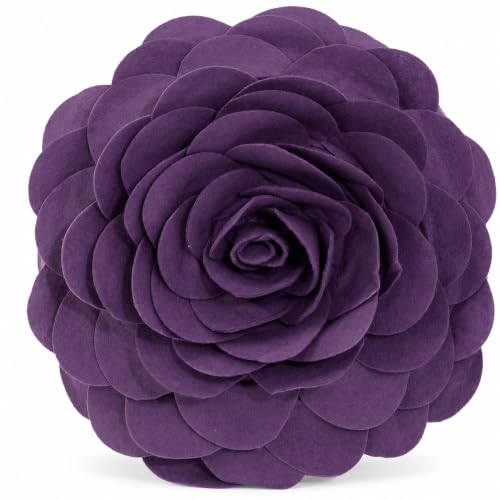 Fennco Styles Eva's Flower Garden Decorative Filled Throw Pillow 13" Round - Violet Floral Accent Pillow for Home, Couch, Bed, Living Room, Holiday and Office Décor
