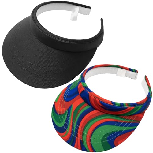 Image of 2 Pack Visor Women Men Sun Hat Clip On Visors Adjustable Sport Wide Brim Cap