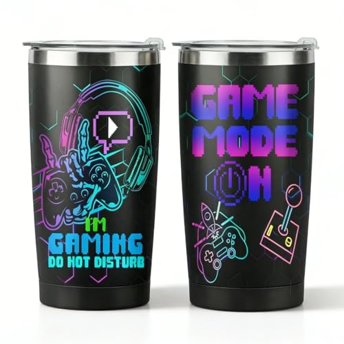 Image of Nodrex Gaming Gifts Tumbler, Gamer Gifts Insulated Mug for Birthday and Holiday Graduation in Stainless Steel for Hot and Cold Drinks, Gifts for Gamers for Men Teen Boys Boyfriend Husband 20oz