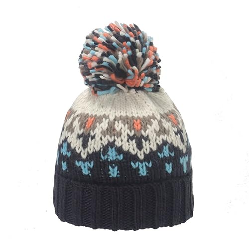 LUMoony Gorro de punto, 1 gorro de invierno, multicolor, con pompón, gorro de invierno, gorro de pompón, gorro de punto acrílico para hombres y mujeres, gorro de punto forrado con forro polar