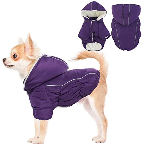 Hjumarayan Manteau pour Chien Petite et Moyen Taille, Manteaux d'hiver pour Chiens Veste Vetement pour Chien Habit Chaud en Polaire pour Chihuahua, Bouledogue Francais, Labrador (Violet, XS) Cover