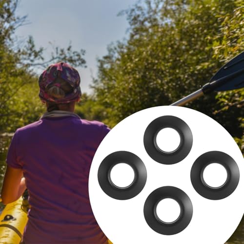 Vaveren 4 Pieces Kayak Paddle Drip Rings Paddle Protection Easy to Install PVC Paddle Shaft Drip Rings Replacement Part for Canoeing, Black