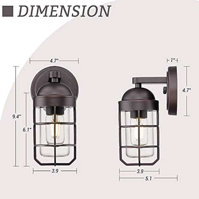 Emliviar Farmhouse Outdoor Wall Light Exterior Wall Lantern Industrial Oil Rubbed Bronze Finish GE255B ORB