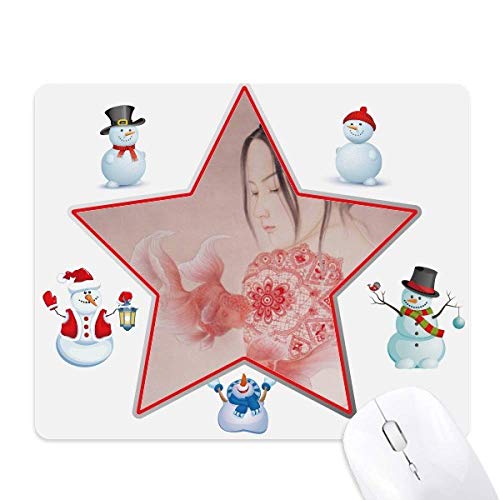 Tapis de souris étoile Noël bonhomme de neige pour peinture chinoise et bureau