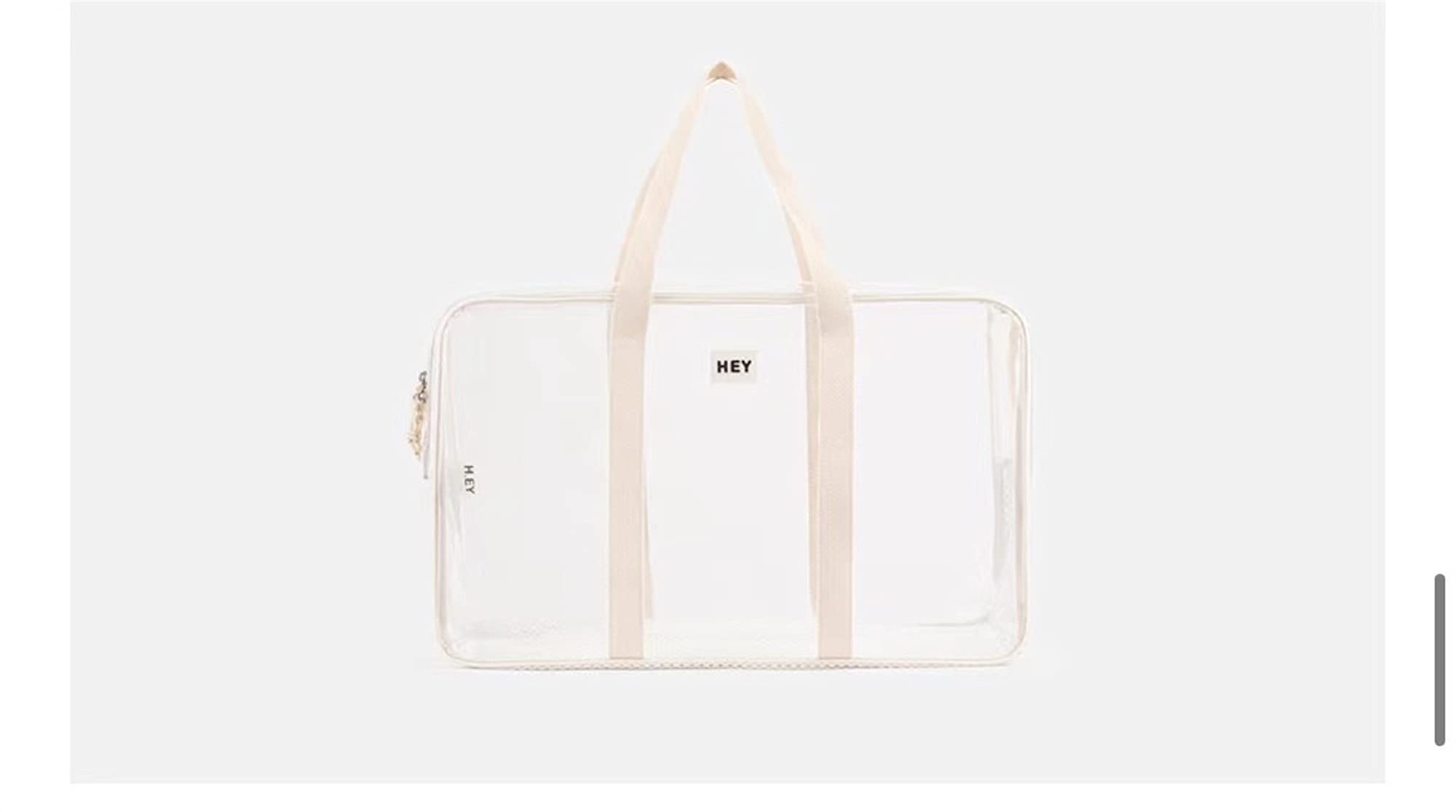 Sac de Plage Été Transparent Sacs fourre-Tout à Grande capacité imperméable à Grande capacité Panier Plage 661 (Color : White, Size : Large(Max Length) 50cm)