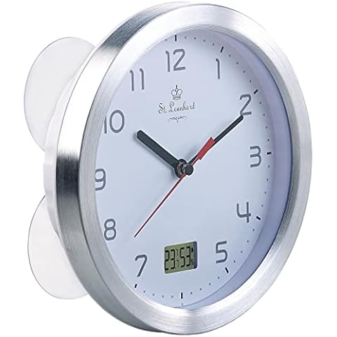 St. Leonhard DCF-Funkuhr: Badezimmer-Funk-Wanduhr mit Thermo- und Hygrometer Cover