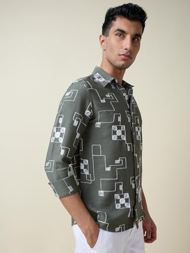 Image of Thomas Scott Mens Regular Fit Embroidered Full Sleeves Casual Shirt