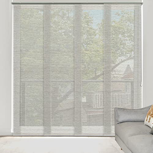Graywind Manual Sliding Panels Natural Woven Panel Track Blinds Wand Control Window Blinds For Patio Sliding Glass Door Large Windows Width Up To 153", Custom Size (Moonlight) #TOP1