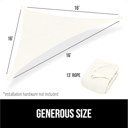 GORILLA GRIP Heavy Duty Sun Shade Sail for Outdoor Patio, 16x16x16 FT Ivory by GORILLA GRIP - Used condition - Image 9
