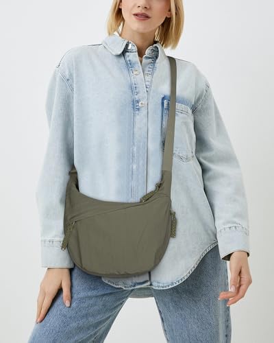 Image of Lushandy Nylon Crescent Crossbody Bags for Women, Medium Slouchy Hobo Crossbody Bag Checkered Purse Luna Bag for Travel
