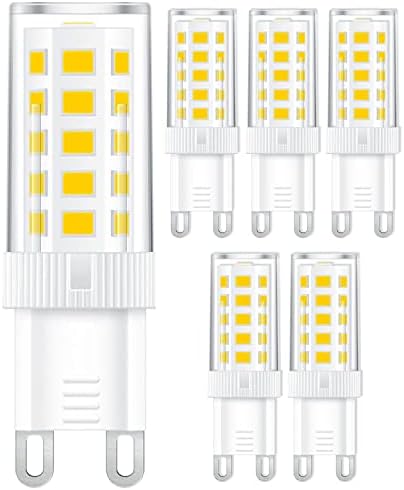 G9 LED Bulbs Cool White 5W, 3000K Daylight G9 Base led Light Bulbs for Chandeliers, 5W (40W Halogen Equivalent), 360° Beam Angle, 450LM, Non-dimmable for Home Lighting, 6 Pack