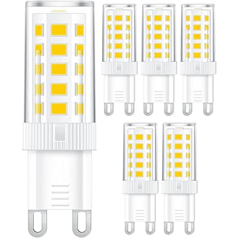 G9 LED Bulbs Cool White 5W, 3000K Daylight G9 Base led Light Bulbs for Chandeliers, 5W (40W Halogen Equivalent), 360° Beam Angle, 450LM, Non-dimmable for Home Lighting, 6 Pack Cover