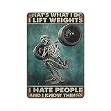 Skull Weightlifting Antique Tin Sign Metal Wall Plate Vintage Tin Sign Wall Art Retro Advertising Me