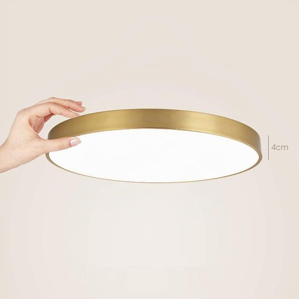 PZAOJAU Plafoniera rotonda in ottone antico, 40 cm, oro, bianco caldo, 12 W, controllo touch, alta efficienza, per interni, camera da letto, sala da pranzo, corridoio, cucina, bagno, portico