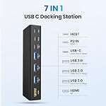 Tounee Support pour ordinateur portable avec amovible USB-C Le centre, 100W PD Chargement, 4K@60Hz HDMI, USB-A & USB-C 3.0 Ports, Port hôte, Porte ordinateur portable ergonomique en aluminium pour ordinateurs portables de 10 à 17 pouces, MacBook & Plus (Noir)