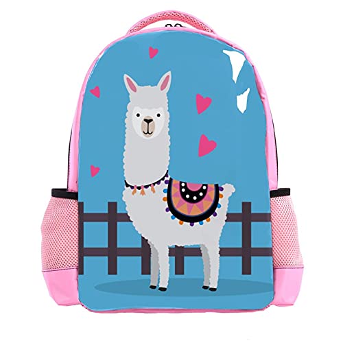 Sac à dos lama et alpaga multicolore pour enfants avec compartiments multicouches