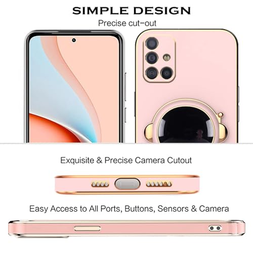 Image of for Samsung Galaxy A71 vb Case Cute 3D Astronaut Stand Design Camera Protection Shockproof Soft Back Cover (for Samsung Galaxy A71, Pink)