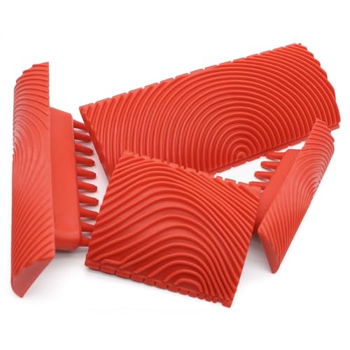 LUTQ 4 Pcs Wood Graining Tool, Wood Grain Tool, Rubber Wood Pattern Graining Knurling Tool On All Surfaces