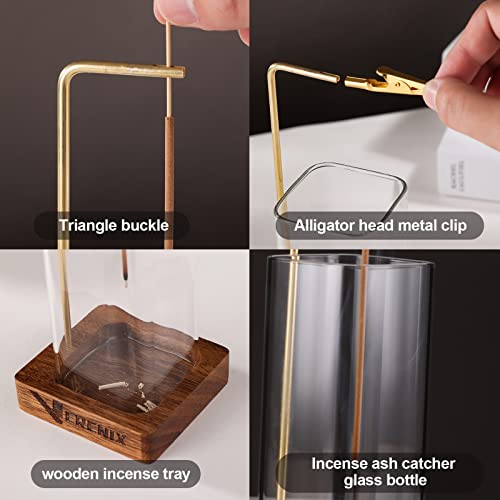 Incense Holder For Sticks, Anti-Ash Flying Insence Stick Holder With Removable Glass Ash Catcher Mess-Free Modern Incense Burner For Home Décor, Zen, Meditation, And Yoga (Walnut Base) #TOP5