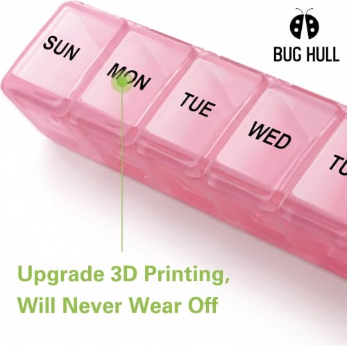Image of BUG HULL Weekly Pill Organizer Large 2 Packs, Extra Large Travel Pill Organizers, Pill Box 7 Day, Travel Pill Case, Medicine Pill Organizer for Medications (Lavender+ Pink)