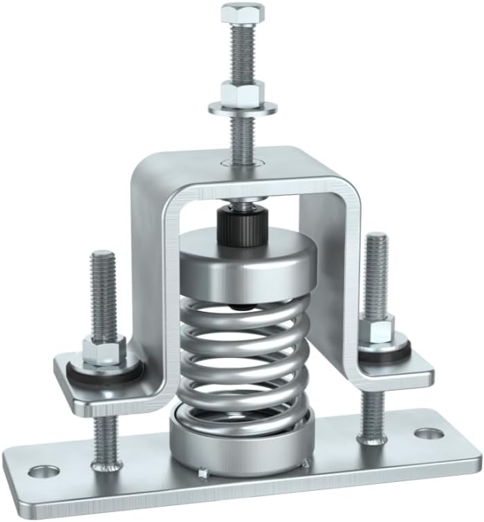 Easyflex VibraSystems Spring Isolator/Restrainer for HVAC Equipment, Fan air Circulation Systems, compressors, Pumps, chillers, AC Units, Deflection 1 inch, Pack of 4 (Bolted Top)