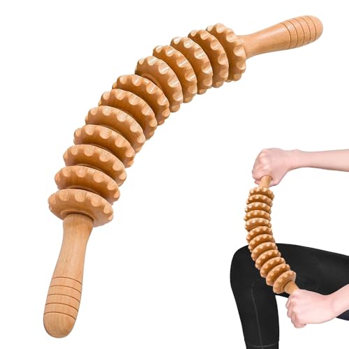 Rodillo de masaje, diseño curvado, herramientas de masaje de terapia de madera para esculpir el cuerpo, drenaje linfático y reducción de celulitis, masajeador de mano para piernas,