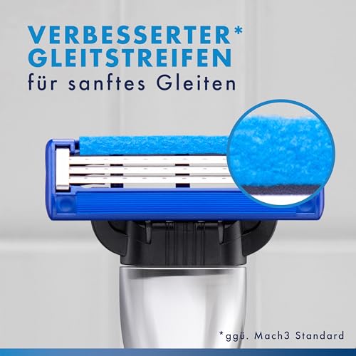 Gillette Mach3 Rasierklingen Herren, 8 Original Ersatzklingen, Klingen für Männer mit Gleitstreifen für Ein Sanftes Gleiten und Klingenbeschichtung 3