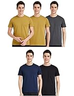 Amazon Brand – Symbol Men’s Cotton Solid Round Neck Regular Fit T-Shirt (Pack of 5)