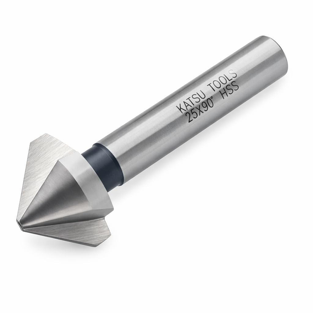 KATSU Broca Avellanadora 90 Grados 25mm Broca Cortadora de Chaflán de 3 Flautas HSS 6542 para Metal Acero Madera, Cortadora de Molino de Perforación de Posicionamiento 12740615