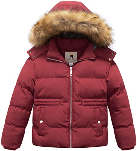 Creatmo Us Girl's Winter Jacket Quilted Puffer Parka Windbreaker Kids Ski Coat With Detachable Hood Red 10/12 #TOP5