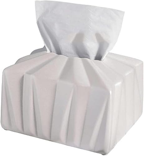 Ceramic Refillable Tissue Box Cover Multicolor(White)