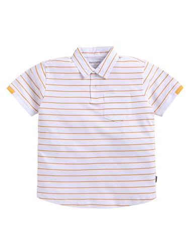 Image of Bumchums Boys Casual Regular Fit Polo Half Sleeve T-Shirt for Kids, Boys, Striped Printed
