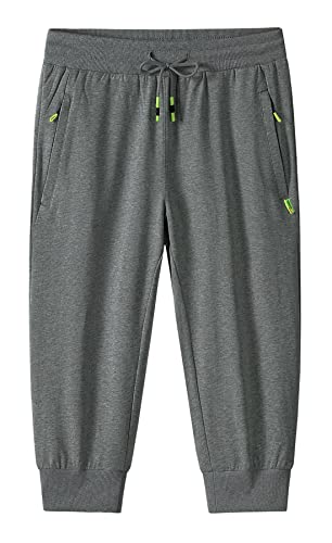 Btmpmcs Homme 3/4 Short de Sport Bermuda Running Jogging Shorts en Plein Air Pantalon de Loisir Été Léger Respirant Court Taille Élastique Training Shorts...