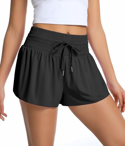 OVESPORT Women's 2-in-1 Athletic Shorts Liner Pockets Tennis Skort High Waisted Athletic Running Skorts Gym Yoga Workout