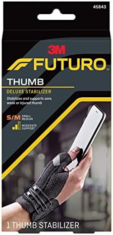 Futuro Deluxe Thumb Stabilizer, Left or Right Hand, Small/Medium Size, Adjustable, Stabilizes and Supports Sore, Weak or Injured Thumb, Soft and Breathable Materials Enhance Comfort, 1 Piece